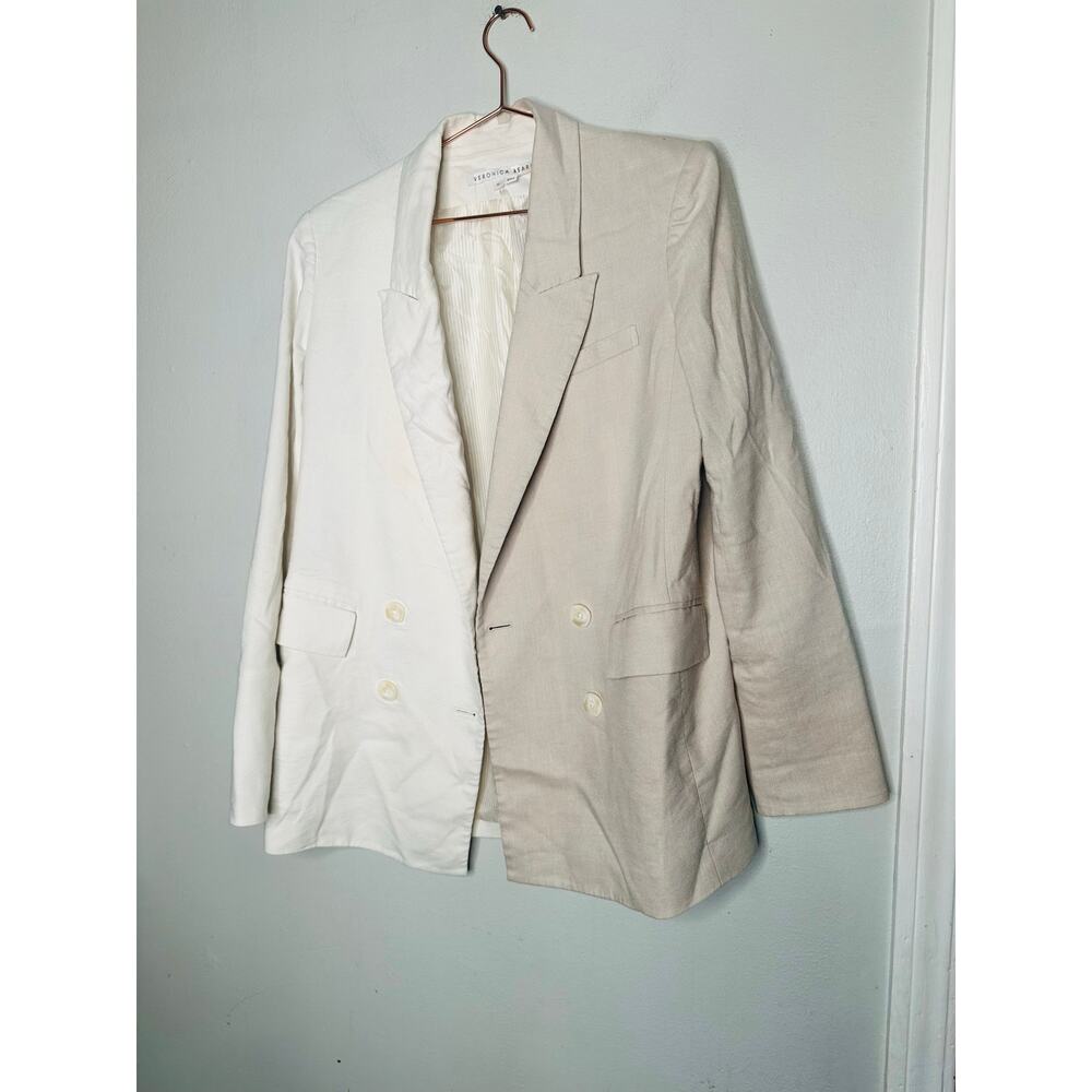 VERONICA BEARD Tan Two Toned Blazer Oversized Front Button Braeton Jacket 10 - Picture 8 of 13